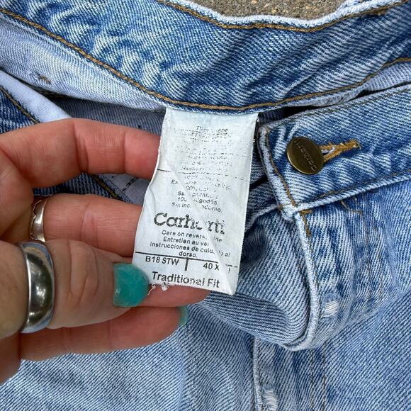 Carhartt Jeans Mens 40x30 Stonewash Traditional Fit Straight Leg Work B18 STW - Picture 4 of 7